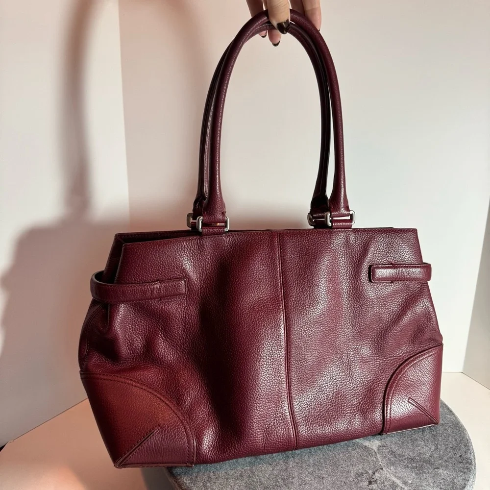 Vintage Leather Wine Red Maroon Purse Bag Ann Taylor